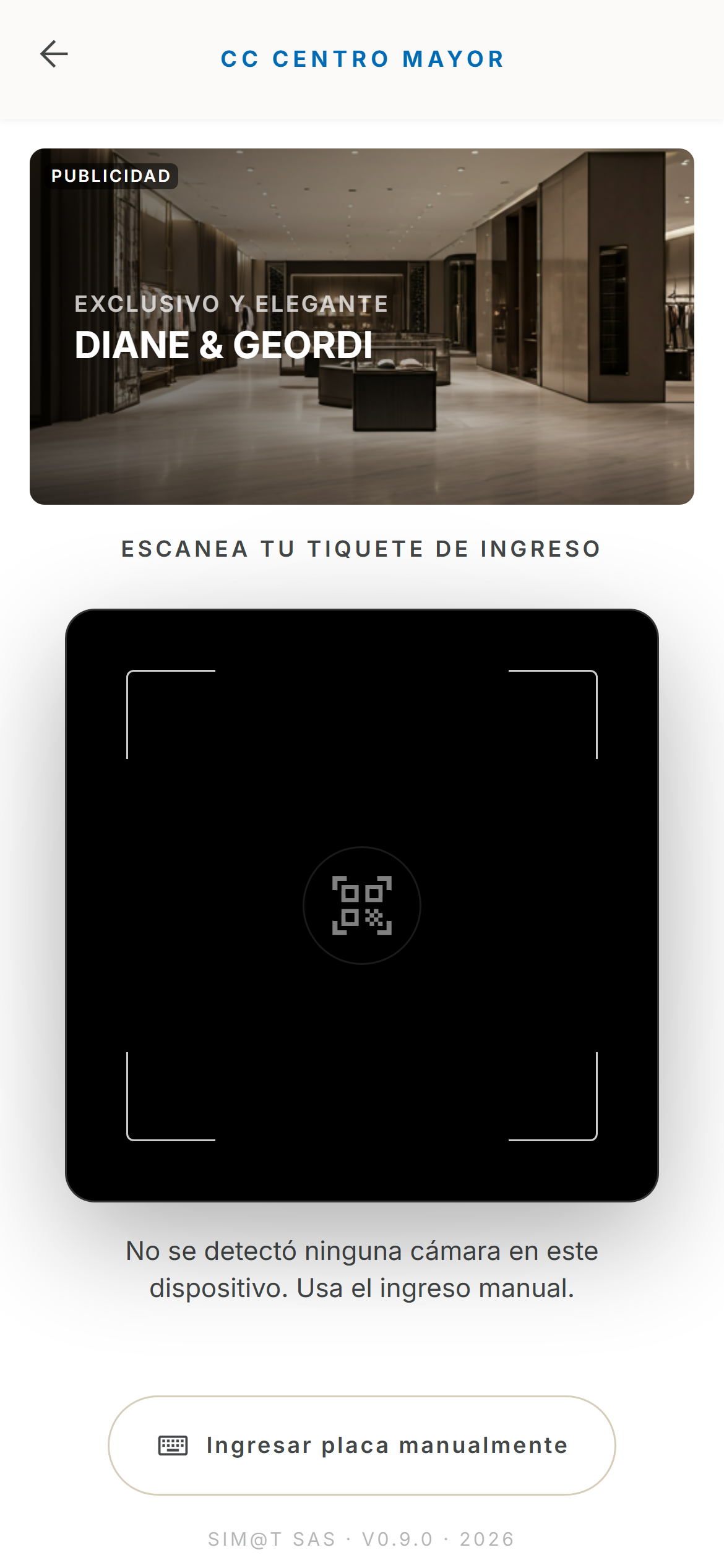 Pantalla de escaneo QR