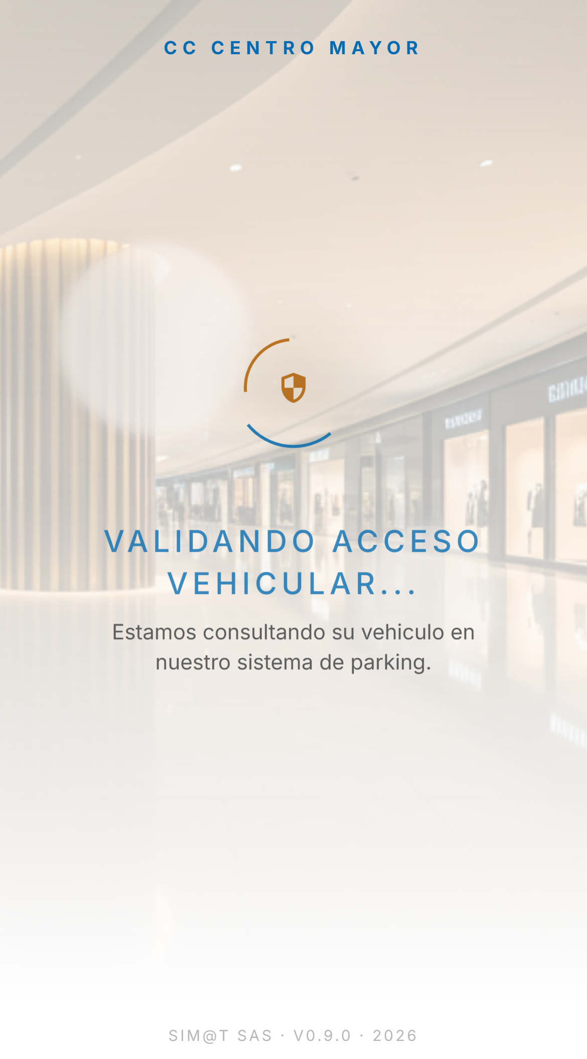 Pantalla de validación de acceso vehicular